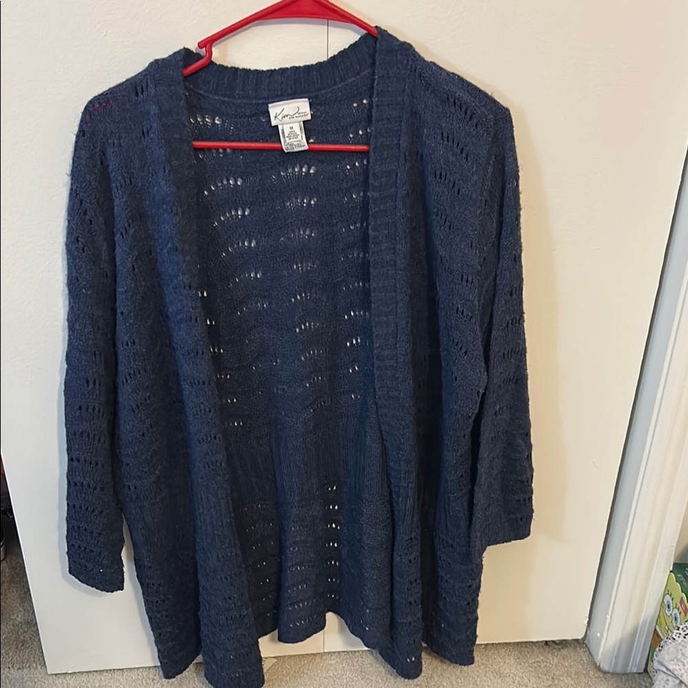 Kim Rogers Navy Open Knit Sweater